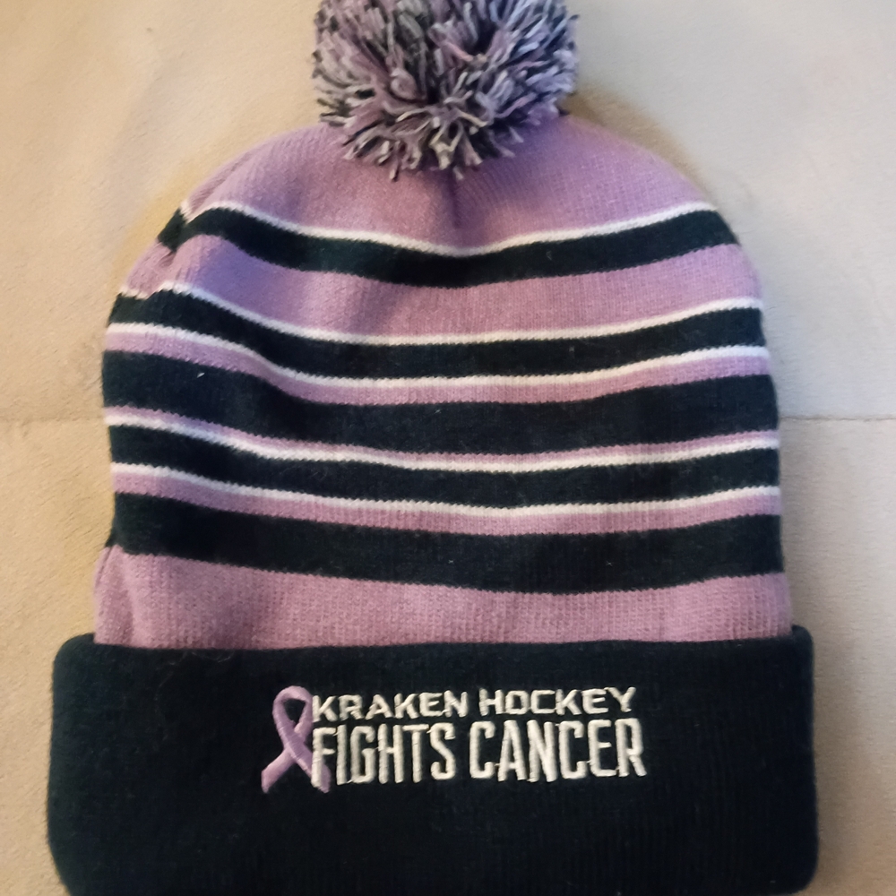 Seattle Kraken Purple and Black Striped Beanie
